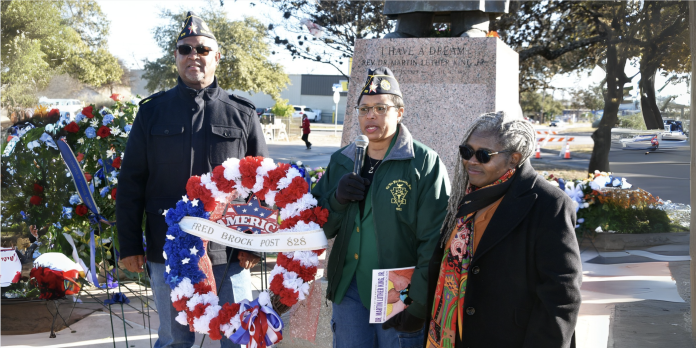 Legionnaires of Fred Brock American Legion Post No. 828 and Sons of the American Legion Squadron No. 828 attended the annual Martin Luther King Jr. Wreath-laying Ceremony